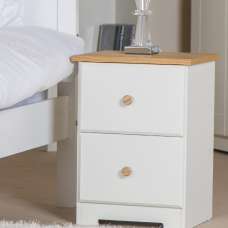 Chorley Wooden Bedside Cabinet With 2 Drawers In White And Oak - UK
