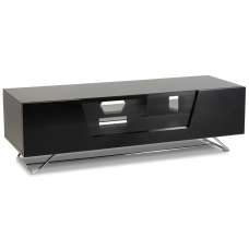 Chroma Medium High Gloss TV Stand With 1 Flip Glass Door In Black - UK