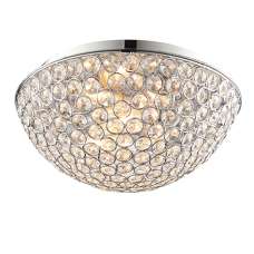 Chryla 3 Lights Faceted Crystals Flush Ceiling Light In Chrome - UK