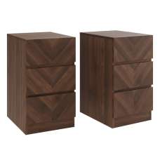 Ciana Royal Walnut Wooden Bedside Cabinets In Pair - UK