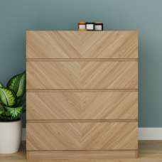 Ciana Wooden Chest Of 4 Drawers In Euro Oak - UK