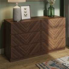Ciana Wooden Chest Of 6 Drawers In Royal Walnut - UK