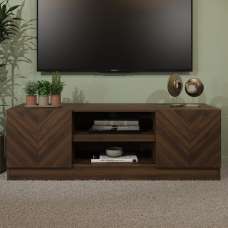 Ciana Wooden TV Stand With 2 Doors In Royal Walnut - UK