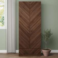 Ciana Wooden Wardrobe With 2 Doors 1 Drawer In Royal Walnut - UK