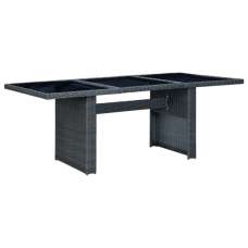 Cielo Garden Glass Top Dining Table In Dark Grey Poly Rattan - UK