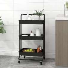 Cincinnati ABS Plastic 3 Tier Kitchen Trolley In Black - UK