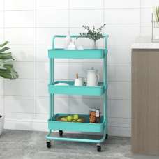 Cincinnati ABS Plastic 3 Tier Kitchen Trolley In Turquoise - UK