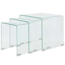 Ciqala Glass Nest Of 3 Tables In Clear - UK