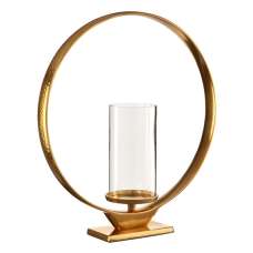 Circus Large Glass Candle Holder With Gold Aluminium Frame - UK