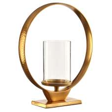 Circus Medium Glass Candle Holder With Gold Aluminium Frame - UK