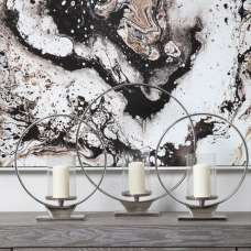 Circus Medium Glass Candle Holder With Silver Aluminium Frame - UK