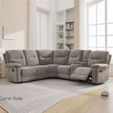 Cirelan Plush Fabric Manual Recliner Corner Sofa in Beige - UK