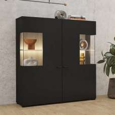 Citrus Wooden Display Cabinet With 2 Doors In Black - UK