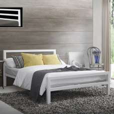 City Block Metal Vintage Style King Size Bed In White - UK