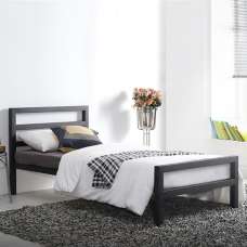City Block Metal Vintage Style Single Bed In Black - UK