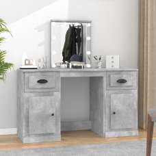 Claire Wooden Dressing Table In Concrete Effect With LED Lights - UK