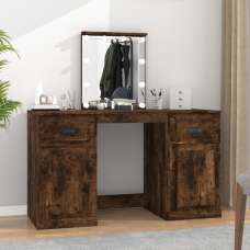Claire Wooden Dressing Table In Smoked Oak With LED Lights - UK