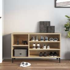 Clanton Wooden Shoe Storage Bench In Sonoma Oak - UK