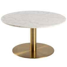 Clarkston Marble Coffee Table With Gold Base In White Guangxi - UK