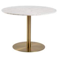 Clarkston Marble Dining Table With Gold Base In White Guangxi - UK