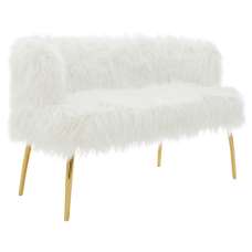 Clarox Upholstered Faux Fur 2 Seater Sofa In White - UK