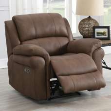 Claton Fabric Electric Recliner 1 Seater Sofa - Ultra Tan Suede - UK