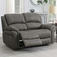 Claton Fabric Electric Recliner 2 Seater Sofa - Ultra Grey Suede - UK