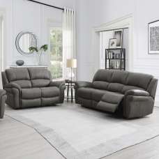 Claton Fabric Electric Recliner 3+2 Seater Sofa Set - Ultra Grey Suede - UK