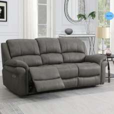 Claton Fabric Electric Recliner 3 Seater Sofa - Ultra Grey Suede - UK