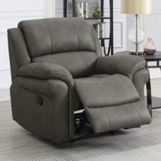 Claton Fabric Manual Recliner 1 Seater Sofa - Ultra Grey Suede - UK