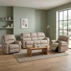 Claton Fabric Manual Recliner 3+1+1 Seater Sofa Set in Stone - UK