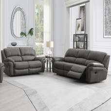 Claton Fabric Manual Recliner 3+2 Seater Sofa Set - Ultra Grey Suede - UK
