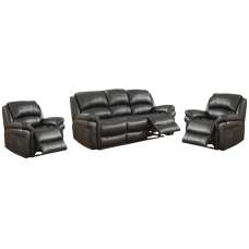 Claton Faux Leather Recliner 3+1+1 Seater Sofa Set In Black - UK