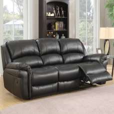 Claton Faux Leather Recliner 3 Seater Sofa In Black - UK