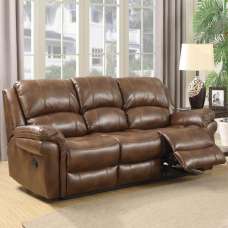 Claton Faux Leather Recliner 3 Seater Sofa In Tan - UK