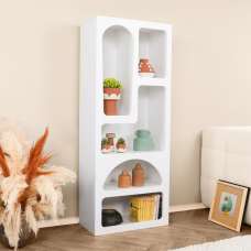 Clavero Wooden Display Unit with 5 Shelves in White - UK
