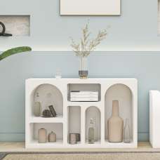 Clavero Wooden Display Unit with 6 Shelves in White - UK
