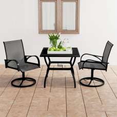 Clayton Small Steel 3 Piece Garden Dining Set In Anthracite - UK