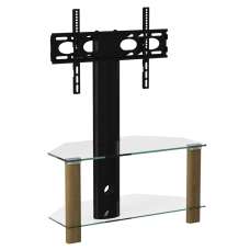 Clevedon Glass TV Stand With Bracket In Light Oak - UK