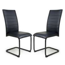 Clisson Black Leather Dining Chairs With Metal Legs In Pair - UK