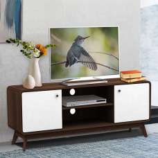 Clive Wooden TV Stand With 2 Doors In Walnut And White - UK