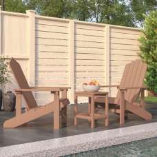 Clover Brown HDPE Garden Seating Chairs With Table In Pair - UK