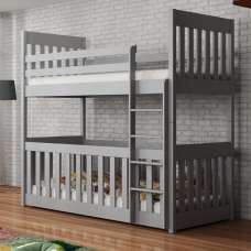 Clovis Wooden Bunk Bed With Foam Mattress in Grey - UK