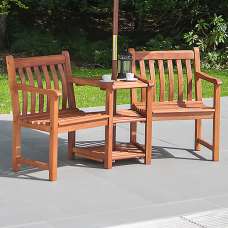 Clyro Wooden Garden Companion Seating Set In Rich Brown - UK
