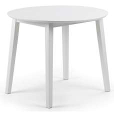 Calista Round Drop-Leaf Wooden Dining Table In White - UK