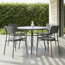 Coastal Aluminium Garden 4 Seater Dining Set in Flint Grey - UK