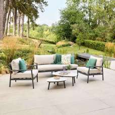 Coastal Aluminium Garden Lounger Set with 2 Nesting Tables in Flint Grey - UK