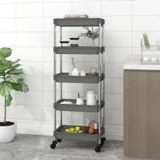 Cobleskill ABS Plastic 5 Tier Kitchen Trolley In Grey - UK