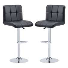 Coco Black Faux Leather Bar Stools With Chrome Base In Pair - UK