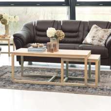 Cocoa Wooden Nesting Coffee Tables In White Oak - UK